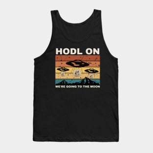 Hodl on we're going to the moon | Funny Dogecoin Vintage Ufo Abduction Tank Top
